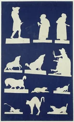 Studie von Figuren und Tieren